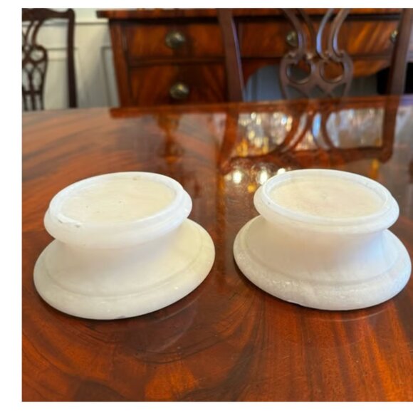 Restoration Hardware White Alabaster Pillar Candle Holders - Set of 2 - Picture 2 of 11